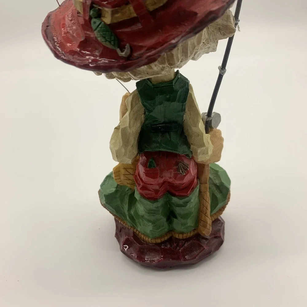 Vintage Bearded Fisherman Grandpa Bobblehead with Fishing Pole
